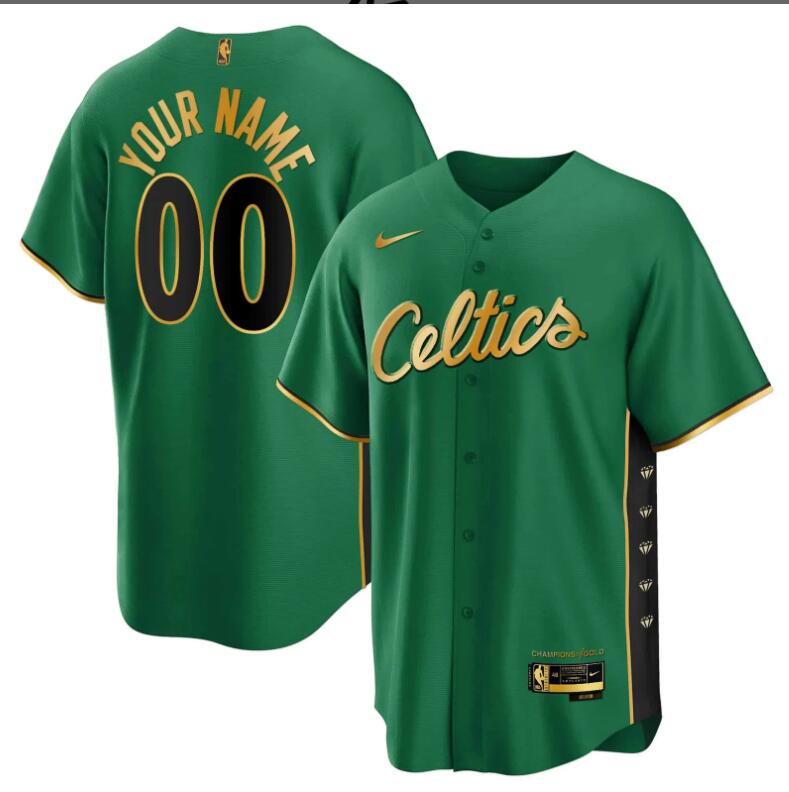 Men Boston Celtics Baseball Custom green NBA Jersey->customized nfl jersey->Custom Jersey
